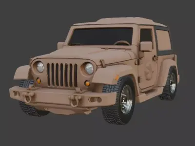 jeep and tyre are seperated 3D model