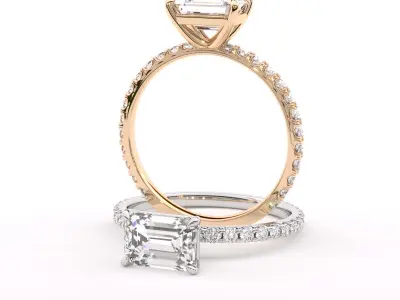 1 Ct Emerald Engagement Diamond Ring 3D print model