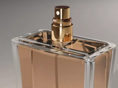 Perfume Bottle 3D Model Glass Bottle with Sprayer and Cap 3D model
