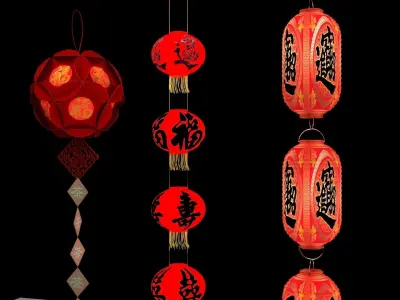 Chinese red lantern 3D model 50