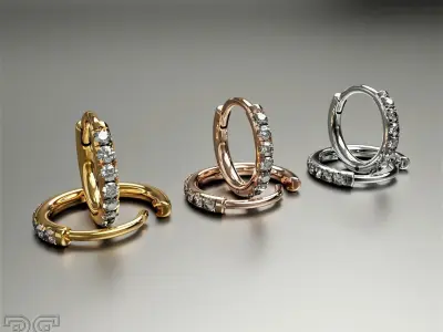 classic diamond hoop earrings delicate jewelry printable 3D print model