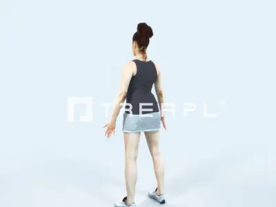Yearn 01C Animated Rigged Sports Woman Low-poly 3D model