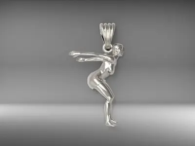 3d Lady Swimmer Diver Charm Pendant necklace Jewelry 3D print model