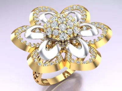  Mesh flower ring - Italian rings - Womens Rings - N6821 3D print model