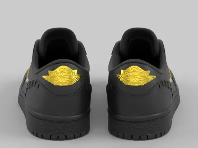 Air Jordan 1 Low Method of Make Black Metallic Gold  Low-poly 3D model