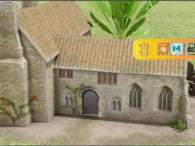 Small Beautiful Hut Low Poly 3D Model Low-poly 3D model