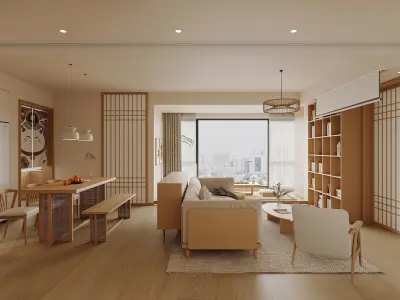 japanese living room dining room interior scenes 14 3D model