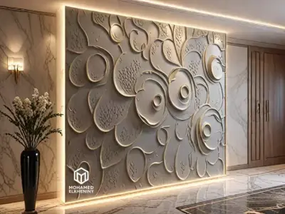 modern panel wall decor set wall relief mural CNC 110 3D model
