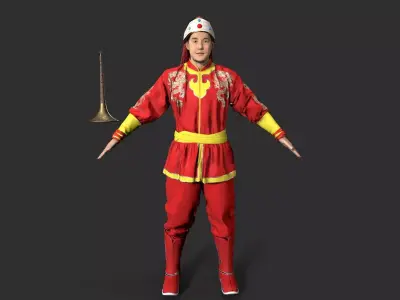 musician character Low-poly 3D model