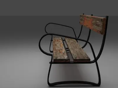 Bench and Rubish Free 3D model