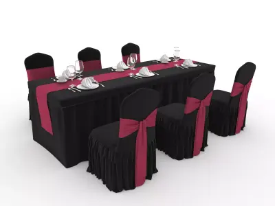 Banquet Table and Chair 124 3D model