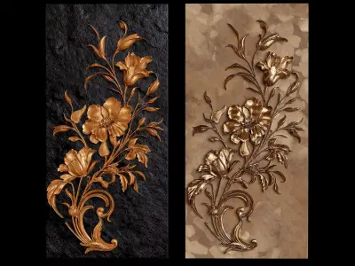 floral relief sculptur 3D model
