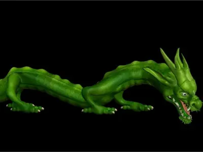 GREEN DRAGON RIG FINAL 3D MODEL Low-poly 3D model