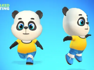 Panda Bear Animated Rigged Low-poly 3D model