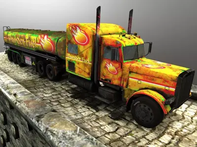 Fuel Truck Low-poly 3D model