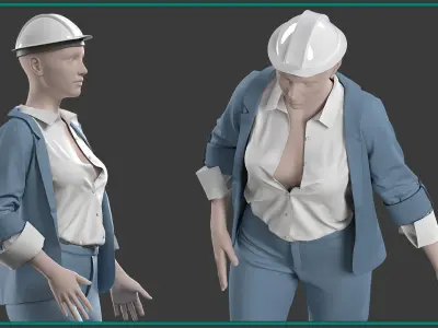 female engineer uniform with texture and smart material 3D model