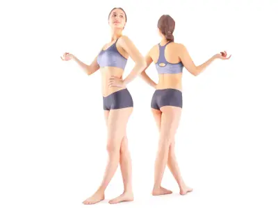 Slim sporty female 11 Low-poly 3D model