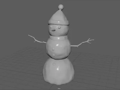 SNOWMAN wearing santa hat Low-poly 3D model