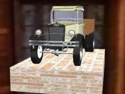 GAZ-AA old truck with wooden bed 3D model