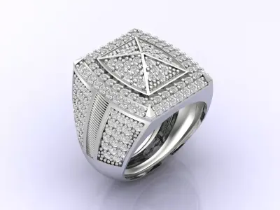 Print Ready STL 3DM  Gents Rings Diamond Men Ring  3D print model 166