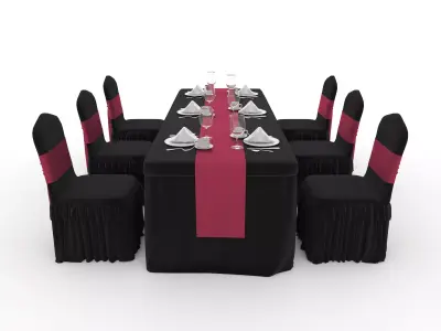 Banquet Table and Chair 124 3D model