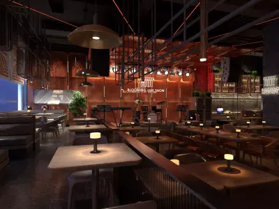 Luxury nightclub bar interior design  3D model