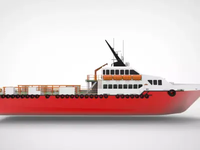 OFFSHORE CREW BOAT Low-poly 3D model