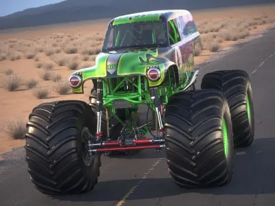 Grave Digger Monster Truck Desert 3D model