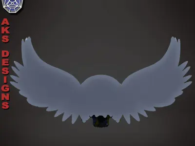 Skull with wings v1 Bas relief home decoration 3D print model