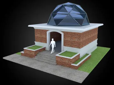 Dome 6x incl base structure with entry opening 3D model
