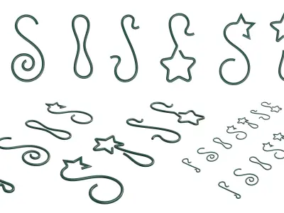 Jewelry and christmas ball hook set 3D mesh and svg 3D print model