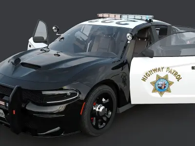 Police car Dodge Charger California highway patrol  Low-poly 3D model