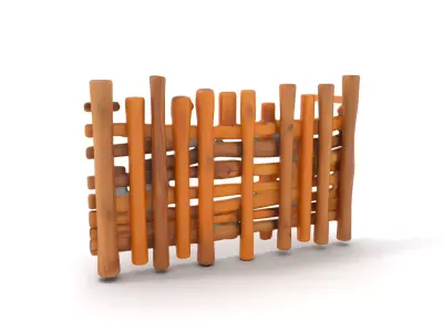 Rustic Wooden Fence model pack Low-poly 3D model