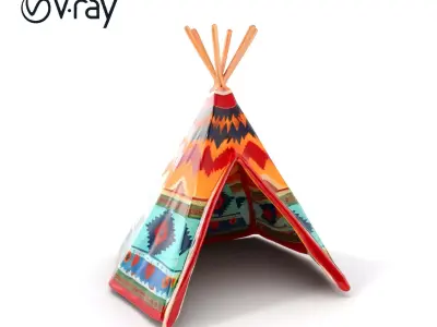 Colorful Teepee Tent D Model Pack Low-poly 3D model