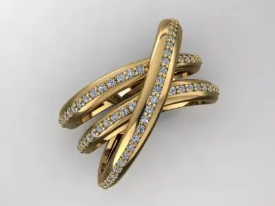 Sparkling modern  Diamond Ring with 2 different sizes 14 and 17  3D print model