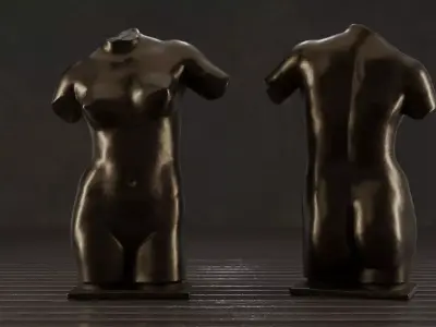 Female Torso Statue Low-poly 3D model