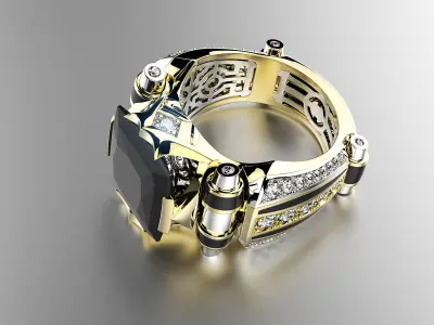 Jewelry Fashion Unisex Ring with Gem 0101 V1 3dm STL FBX 3D print model