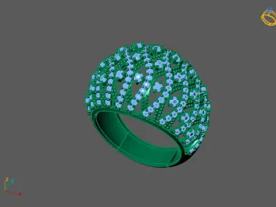 STL 3DM Print Ready Women Diamond Ring Lightweight Printable  3D print model 119