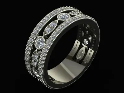 Luxury Double Ring With Diamonds 3D print model