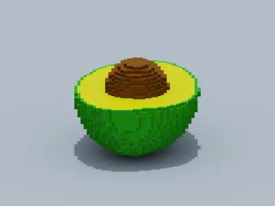 Voxel Avocado Low-poly 3D model