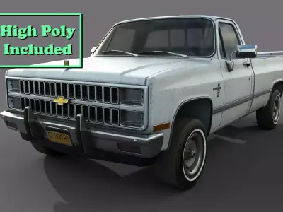 Chevrolet C10 1982 White Low-poly 3D model