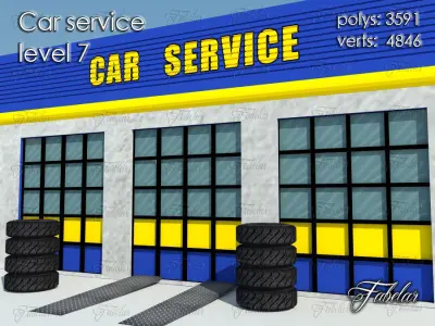 Car service level Low-poly 3D model