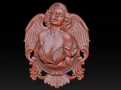 Angel Woman Relief  STL File for CNC 3DPrinting  Laser Engraving 3D print model