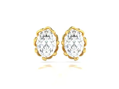 Women Oval Stone Earring 3dm stl fbx obj Render Details 3D print model