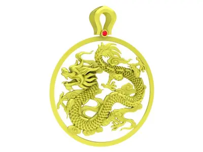 Luxury Chinese Dragon Circle Pendant 3D Model 4038 3D print model
