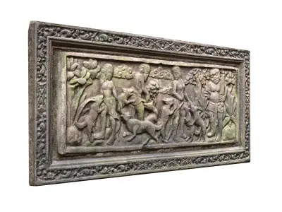 Balinese Wall Barelief Decorative People Scene 3D model