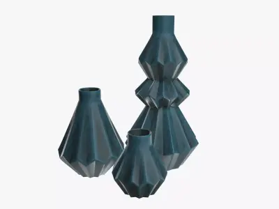 Stone vases shelf decoration 3D model
