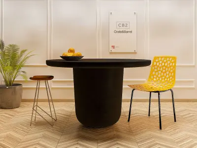 LOLA ROUND BLACK CONCRETE DINING TABLE CB2 3D model