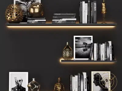 Combination Decoration Modern Bookcase 3D model