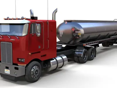 Peterbilt 362 custom fuel trailer Low-poly 3D model